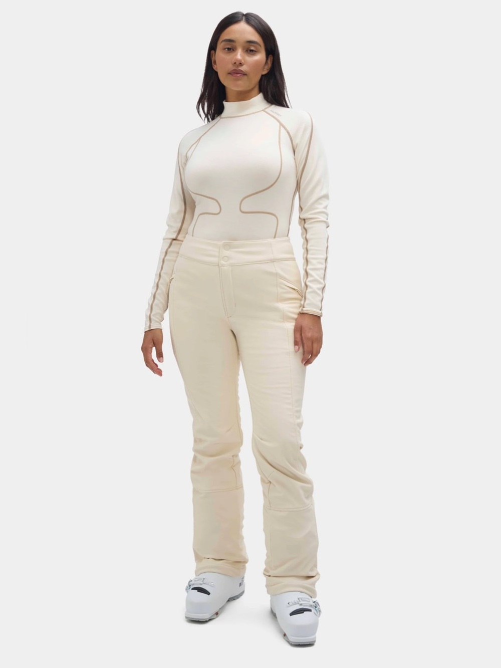 Halfdays Emma Soft Shell Ski Pants for Women in Oat Milk